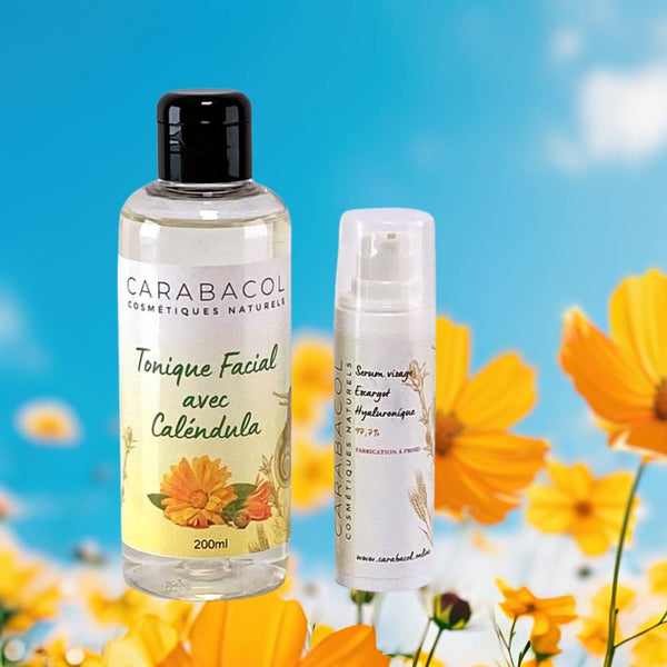 duo tonique facial et serum visage à la bave d'escargot et Calendula
